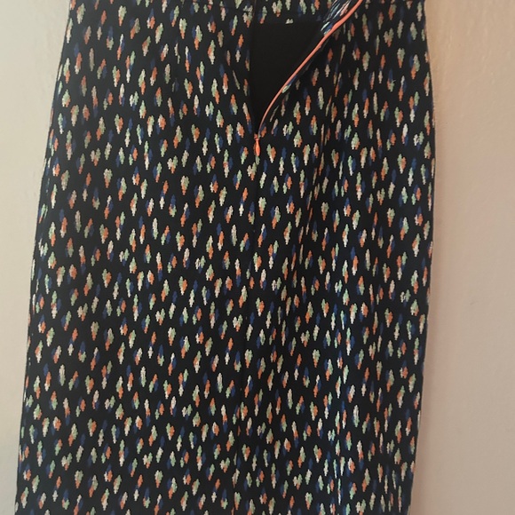 Anthropologie Debra Blue Patterned Pencil Faux Wrap Skirt - Picture 6 of 7